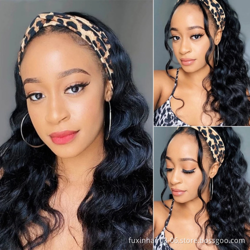 Raw Indian Body Wave Headband Wig For Black Women Water Wave Headband Weave And Wig Virgin Hair Headband Wig Body Wave